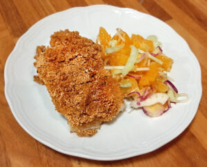 merluzzo gratinato con arance - servito merluzzo gratinato con arance - servito