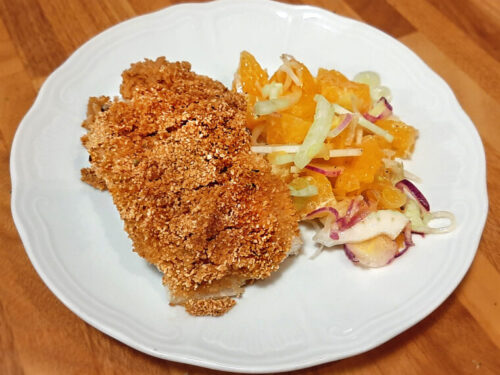 merluzzo gratinato con arance - servito