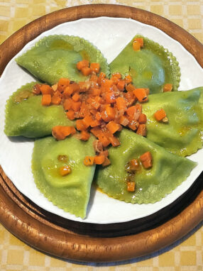 ravioli di ricotta e pancetta con zucca