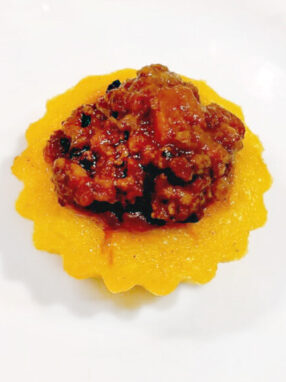 cestini di polenta al ragù - finito