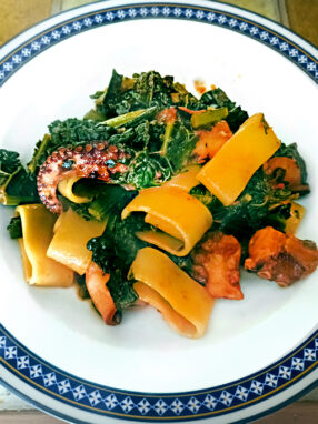 paccheri cavolo nero polpo - piatto finito