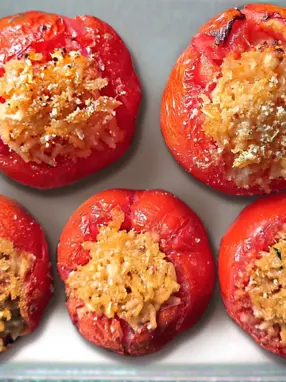 pomodori ripieni di riso e pollo