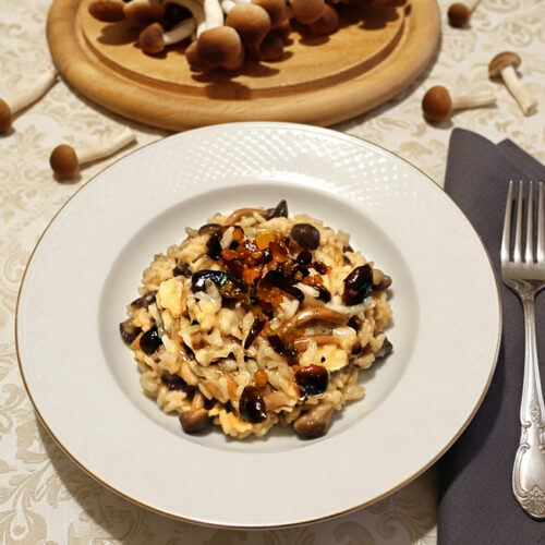 Risotto ai funghi pioppini e speck
