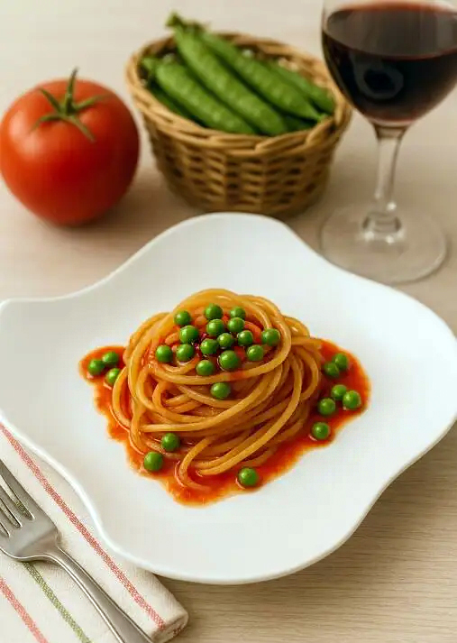 pasta pomodoro e piselli finale