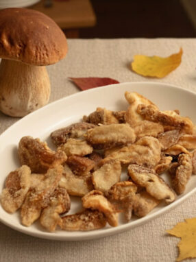 funghi porcini fritti con logo