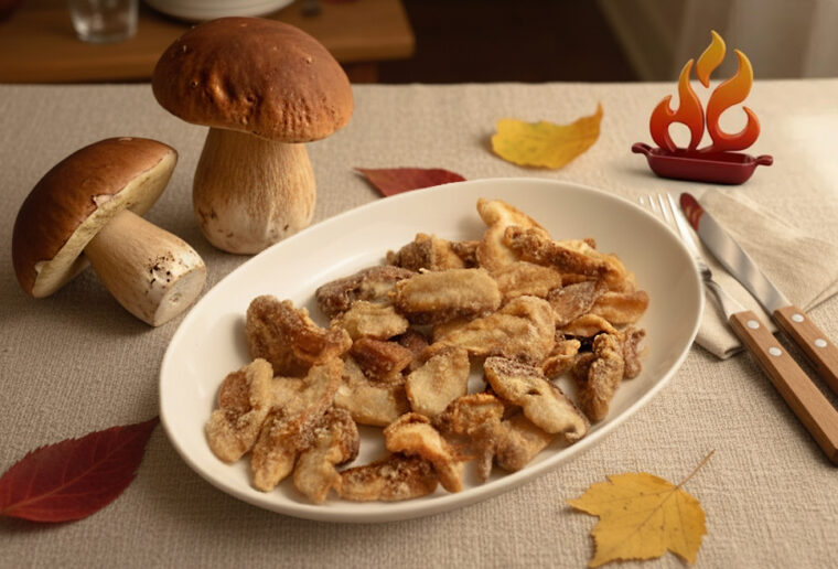funghi porcini fritti con logo