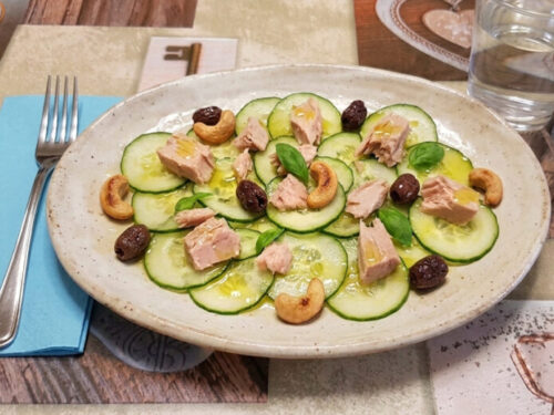 carpaccio cetrioli tonno olive