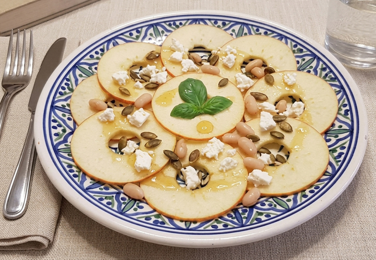 carpaccio mela feta fagioli